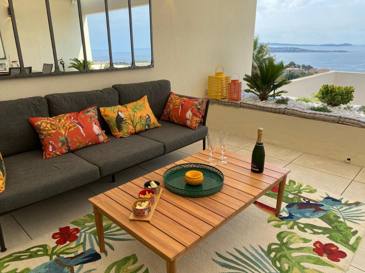 Superbe T2 44M2 - Grande Terrasse Vue Mer Panoramique Exceptionnelle Piscine - Parking บ็องโดล ภายนอก รูปภาพ