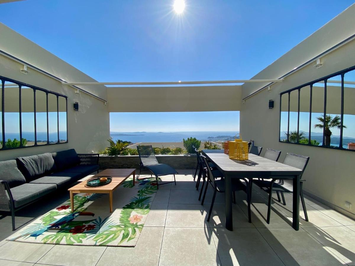 Superbe T2 44M2 - Grande Terrasse Vue Mer Panoramique Exceptionnelle Piscine - Parking บ็องโดล ภายนอก รูปภาพ